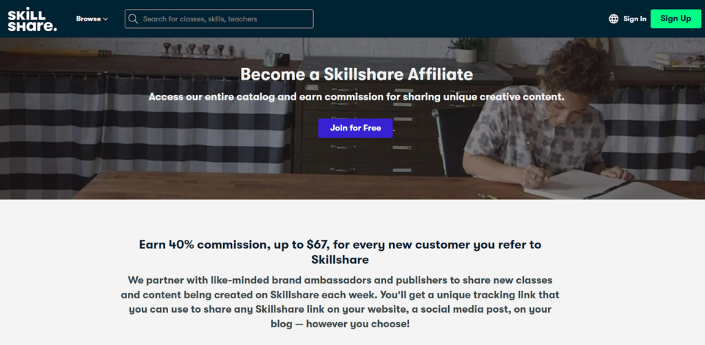 Image displaying Skillshare affiliate program