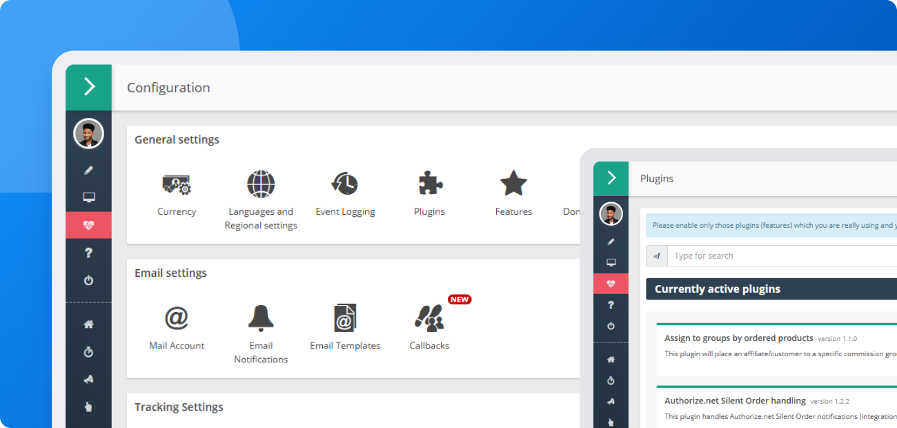 Captura de pantalla de la configuración del plugin